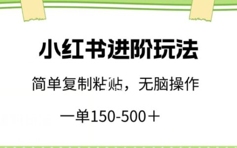 揭秘小红书进阶攻略：单笔利润150-500+，复制粘贴即可，小白上手无忧【破解】