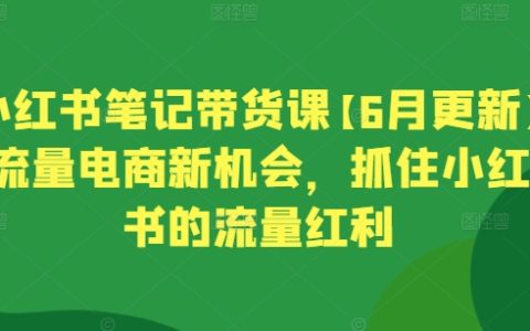 小红书带货课程6月更新：流量电商新机遇，把握小红书流量红利