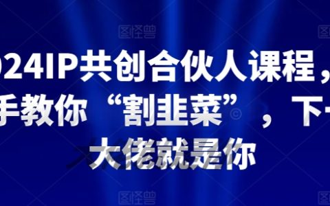 2024年IP共创合伙人培训：实操带你“割韭菜”，成为下一个行业大佬