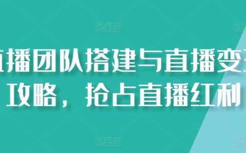 打造高效直播团队与变现策略，抓住直播行业红利【深度解析】