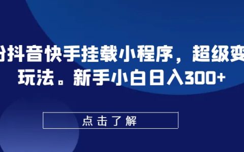 抖音快手挂载小程序攻略：0粉丝轻松日入300+，超级变脸玩法揭秘，新手小白赚钱必备【教程】