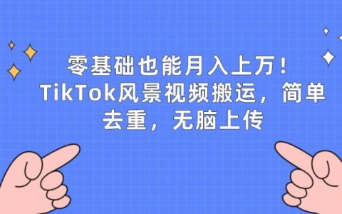 TikTok搬运新玩法：零基础月入上w，轻松上手风景视频搬运，揭秘无脑上分钱之路！