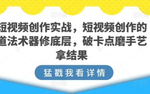 短视频创作实战：从道法术器到破卡点磨手艺，掌握底层逻辑，获取实际成果