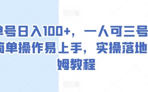 日赚100+轻松实现，一人管理三个账号，简单易学的实操教程，全方位保姆级指导【揭秘】