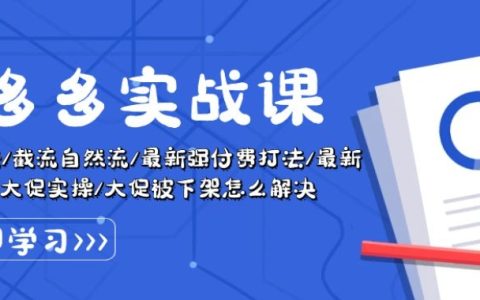 拼多多实战技巧：万人团购策略、拦截自然流量、最新付费推广方法、大促活动原价卡技巧全解析！