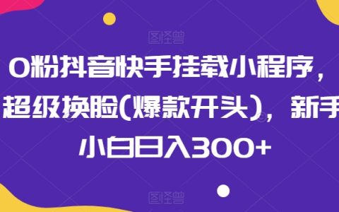 揭秘抖音快手0粉丝挂载小程序：超级换脸爆款教程，助力小白新手日入300+