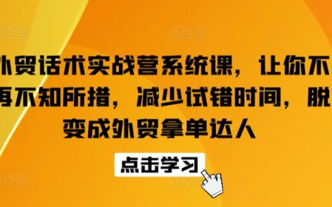 外贸拿单达人必备：快速提升外贸话术实战能力，告别试错，快速成长！