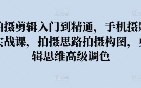 手机摄影实战入门到精通：拍摄思路、构图技巧与高级剪辑调色课程