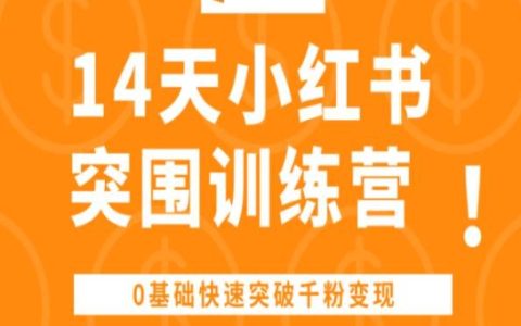 小红书14天突破训练营：零基础快速实现千粉变现，轻松掌握流量密码！