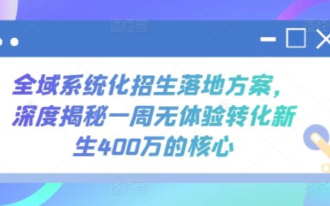 全方位系统招生解决方案：揭露一周内无试听转化学员超过400万的关键策略