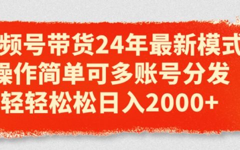 2024年视频号带货新模式揭秘：多账号分发简单操作，轻松日入2000元！