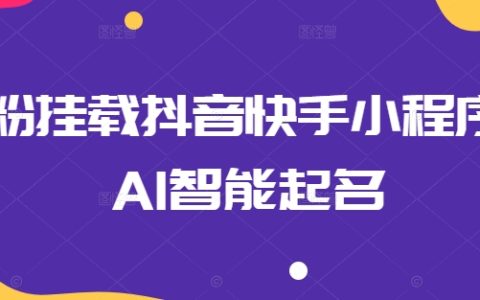 零粉丝抖音快手挂载小程序，AI智能命名教程