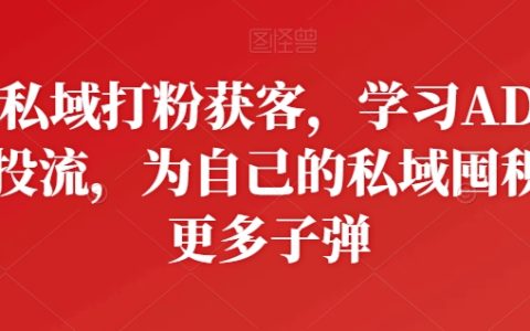 私域流量打粉获客实战课程：广告投放学习，增加私域囤积弹药策略