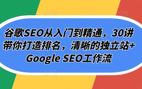 百度SEO入门到精通教程：30节课带你优化排名，构建清晰的独立站与百度SEO工作流程