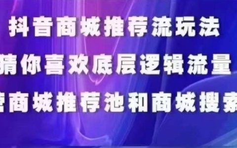 抖音商城运营实战课程：猜你喜欢入池、商城搜索优化、商城推荐人群标签策略全解析！