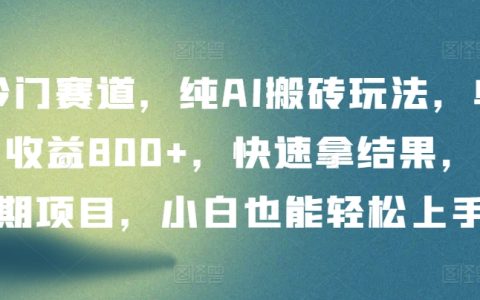 揭秘冷门投资赛道：AI搬运项目，日收益可达800+，快速见成果，适合长期经营，入门简单！