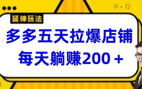 揭秘多多店铺爆单攻略：五天实现每日躺赚200+的秘诀！