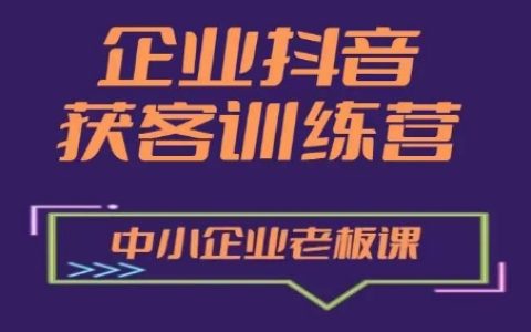 抖音企业营销增长集训：中小企业主的获客策略与经营提升课程