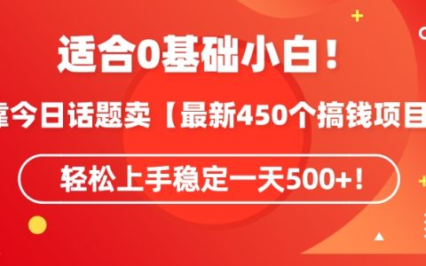 今日话题玩法大揭秘！450 个最新搞钱秘籍，轻松上手日赚 500+