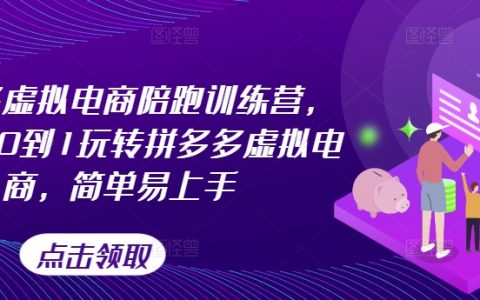 拼多多虚拟店铺实战训练营：从零基础到精通，拼多多虚拟电商攻略【新手友好】