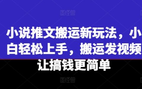 零基础学小说内容搬运，短视频制作攻略，轻松实现变现新途径