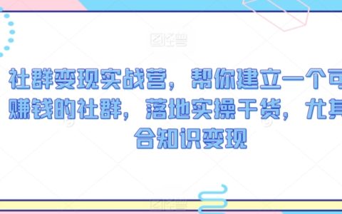 知识变现新路径：社群营销实战训练营，手把手教你打造盈利社群，实操赚钱攻略