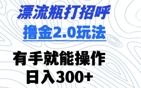 全新漂流瓶打招呼赚钱攻略2.0：轻松上手日赚300+，手把手揭秘操作技巧