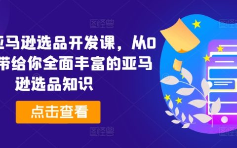 2024年亚马逊选品开发课程：从零基础到全面掌握亚马逊选品技巧