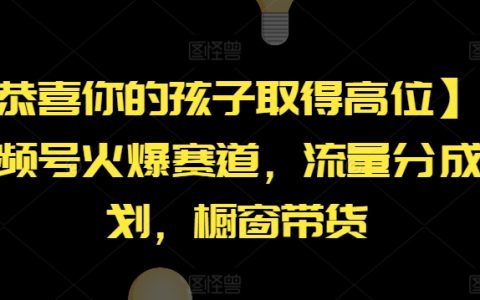 恭喜孩子获得高位！AI视频号火热赛道解析，流量分成与橱窗带货全攻略【揭秘】