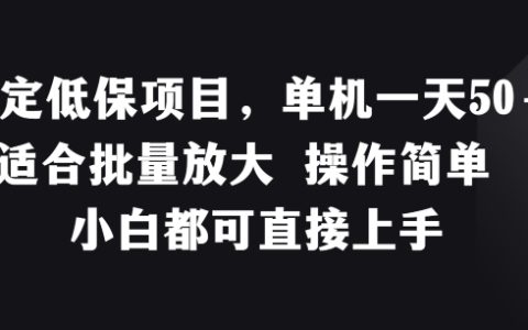 稳定低保项目揭秘：单机日赚50+，操作简单，适合小白批量放大！