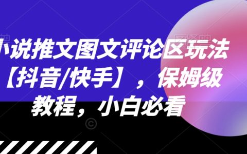 抖音/快手小说推文图文评论区玩法：新手必备的保姆级教程