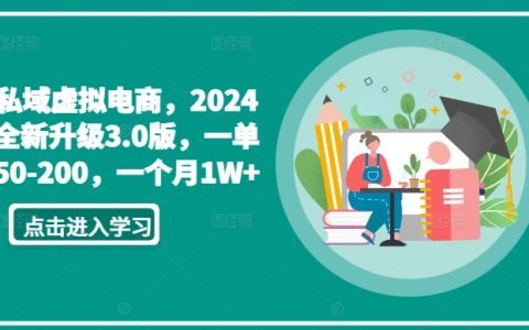 2024私域虚拟电商3.0升级版揭秘，单笔利润50-200元，月入过万不是梦【盈利模式解析】