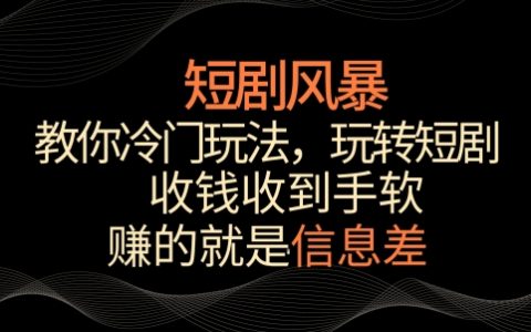 揭秘短剧赚钱秘籍：掌握冷门技巧，轻松玩转短剧风暴，持续收入不停歇【操作技巧】