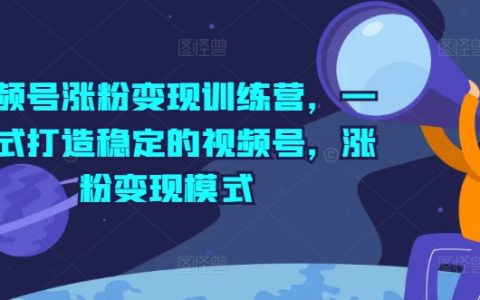 视频号涨粉变现实战训练营：一站式打造高效益视频号