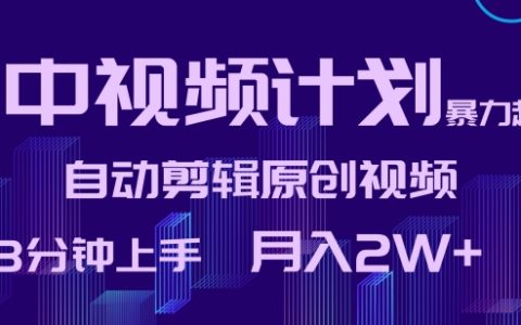 快速上手攻略：中视频计划全自动剪辑，原创视频3分钟制作，轻松月入2万+【独家揭秘】