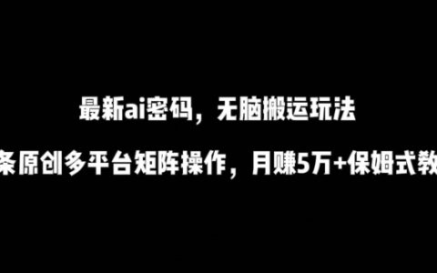 AI流量秘籍：一键搬运赚翻天，原创内容源源不断，多平台矩阵策略，月入5万+全方位教程【曝光】