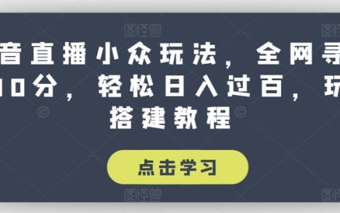 抖音直播新玩法揭秘：轻松日入过百，寻找100分小众玩法，玩法搭建教程大全