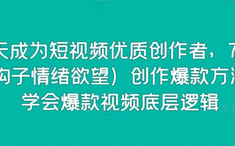 短视频创作速成教程：15天内成为优质内容创作者，75种激发情感欲望的钩子技巧，掌握爆款视频核心逻辑【实操指南】