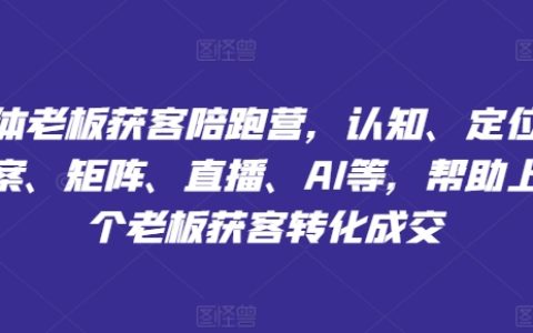 万位老板实战陪跑计划：深度解析认知策略、精准定位、高效文案、营销矩阵、直播营销、AI赋能，助力老板高效获客转化成交