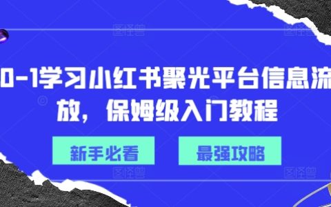 零基础玩转小红书聚光平台信息流投放：详尽保姆级教程，助你快速上手与成长