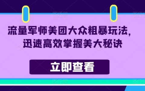 美团大众点评实战技巧：流量增长军师教你高效解锁美团点评运营诀窍