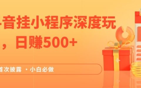 揭秘2024抖音小程序挂载深度策略：日赚500+的稳定赚钱法，小白也能轻松上手，附带渠道收入攻略