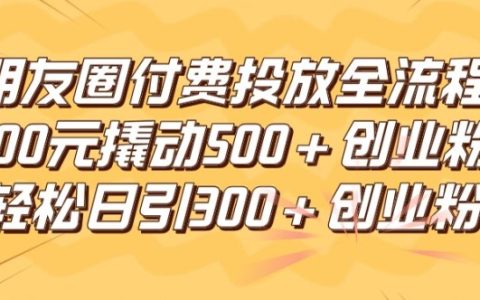 【深度解析】朋友圈精准付费推广全步骤，仅需100元吸引超500创业粉丝，每日引流300+精准创业人群