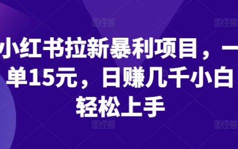 小红书拉新暴利项目，一单15元，日赚几千小白轻松上手【揭秘】