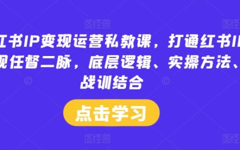 小红书IP打造与变现实战训练营：深度解锁红书IP盈利秘诀，掌握底层逻辑与实操技巧，实战训练全面提升！