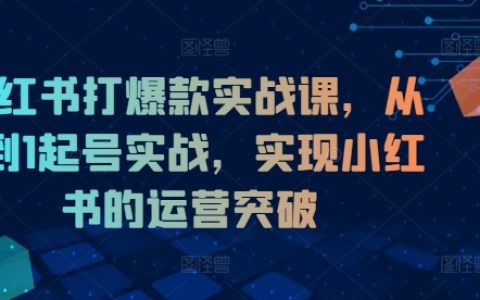 【小红书爆款攻略】新手起号全教程，实战演练助你突破运营瓶颈，打造热门内容