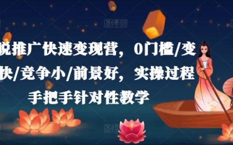 小说推广变现训练营：零基础入门，快速实现收益，低竞争领域，前景广阔，实操教学一对一指导