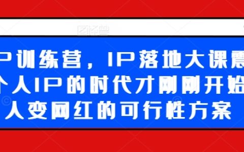 超级IP养成计划：落地实战大讲堂，个人IP崛起时代已启航，素人转网红的高效策略与实操指南