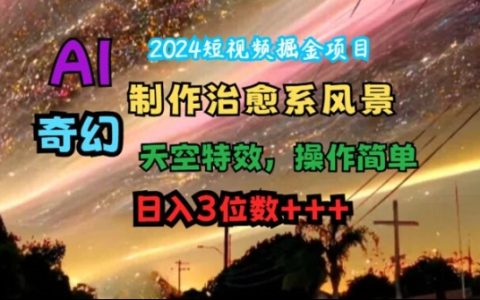 2024年短视频爆款策略：AI智能生成治愈系风景与奇幻天空特效，简易操作，日赚千元揭秘