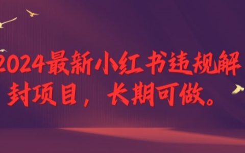 2024小红书违规解封攻略：长期稳定，可做至退休的项目【大揭秘】